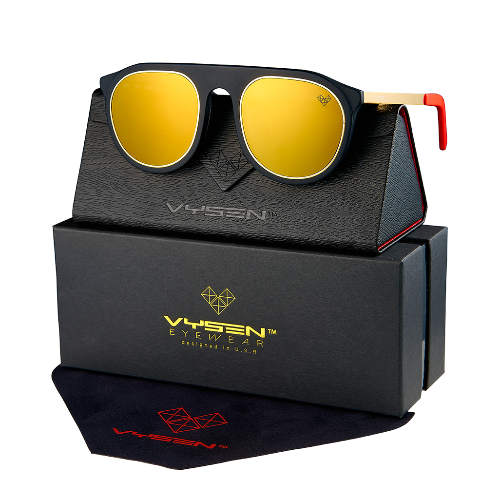 TROY ARMAZON NEGRO MATE LENTES DORADOS