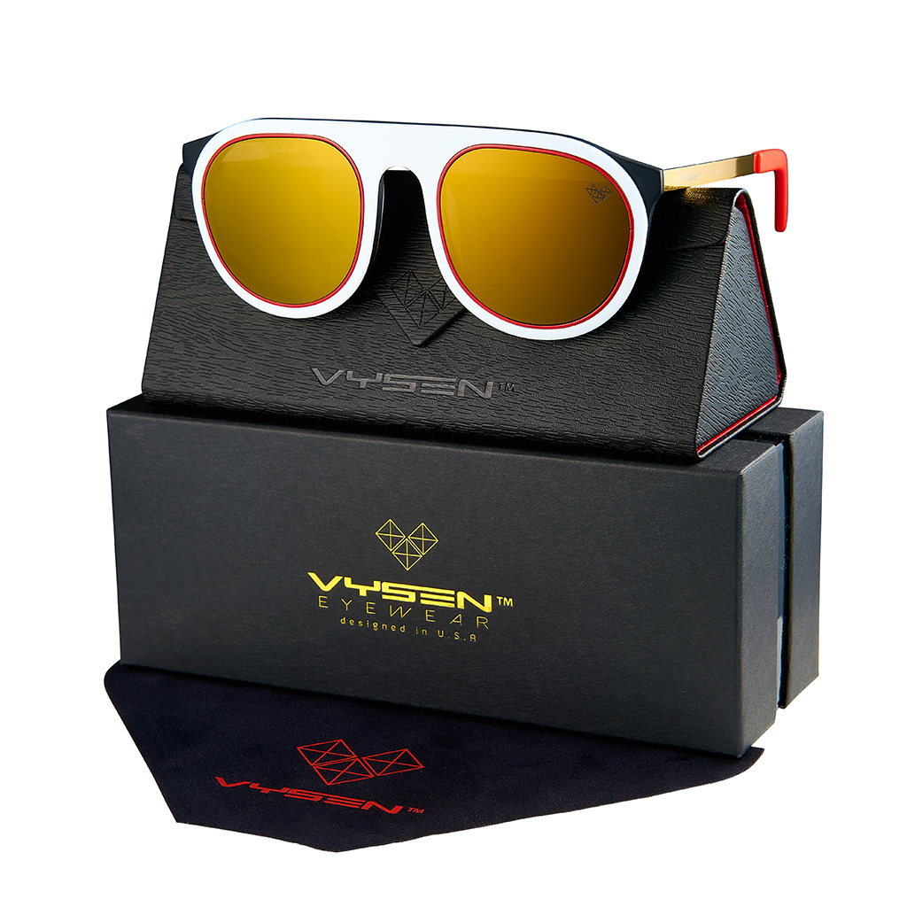 TROY ARMAZON BLANCO LENTES DORADOS