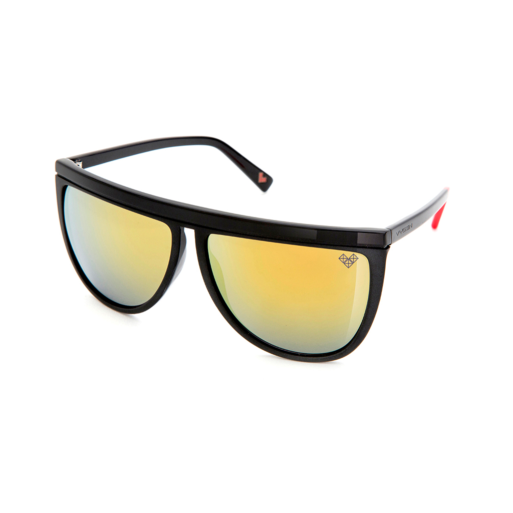 OMIKU ARMAZON ACETATO NEGRO LENTES DORADOS SATINADOS
