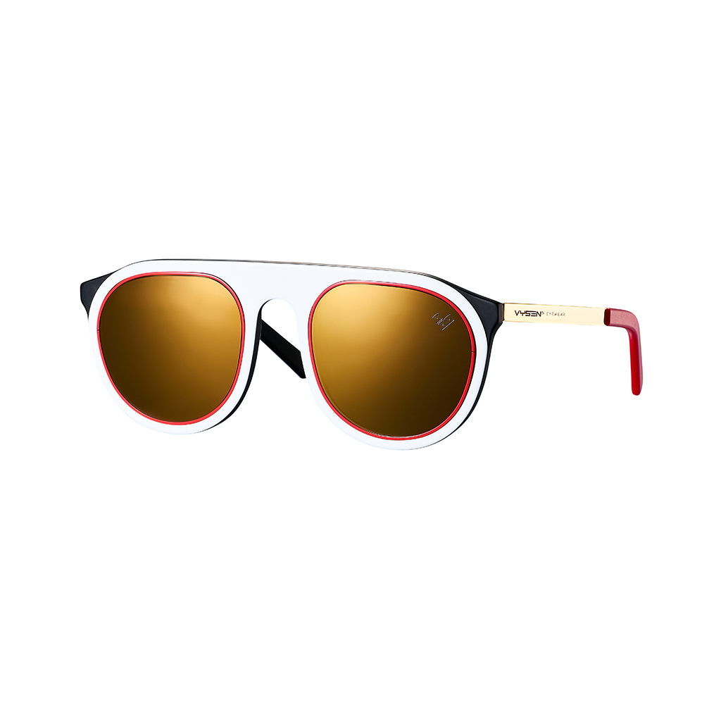TROY ARMAZON BLANCO LENTES DORADOS