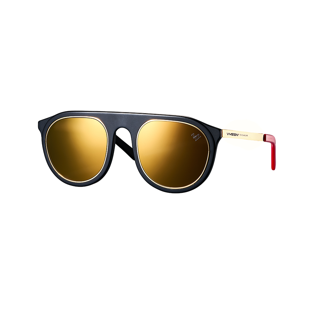 TROY ARMAZON NEGRO MATE LENTES DORADOS