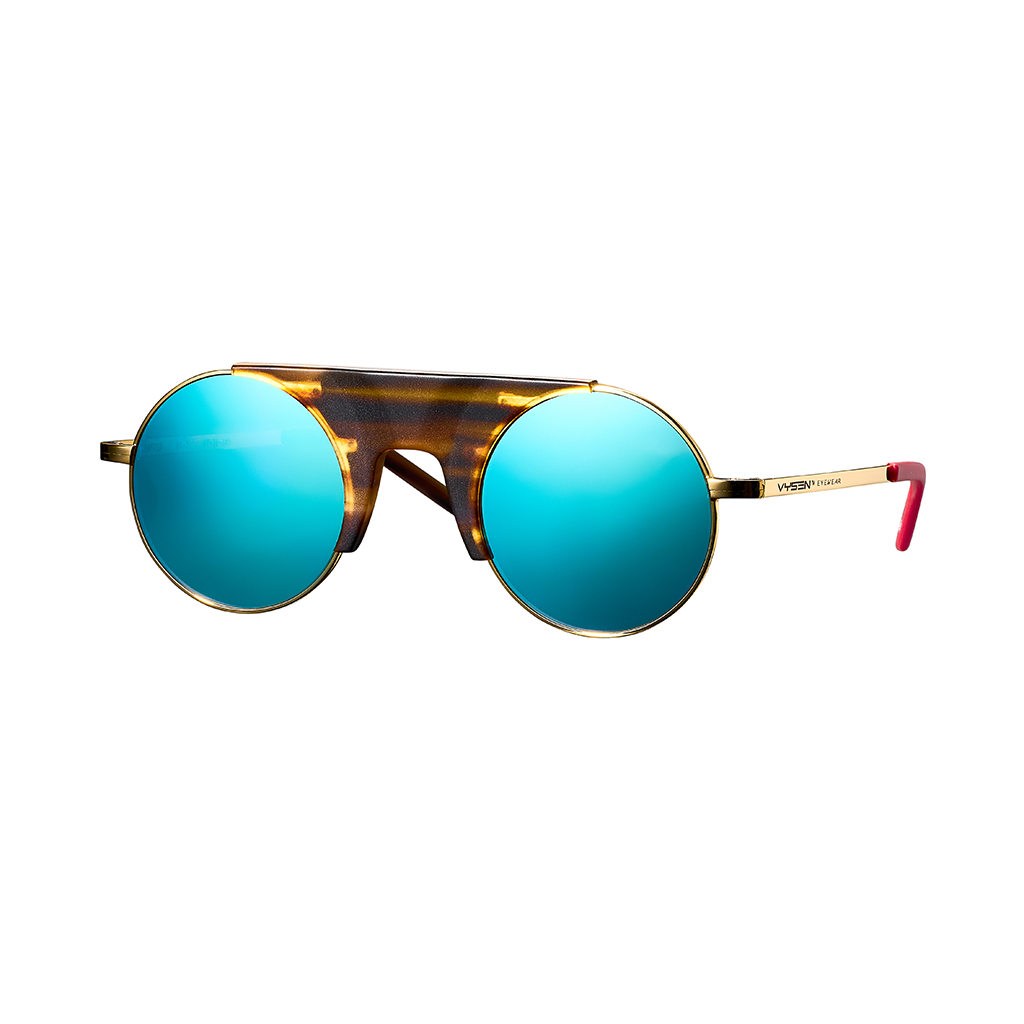 RUBY ARMAZON DORADO LENTES AZUL ESPEJADOS