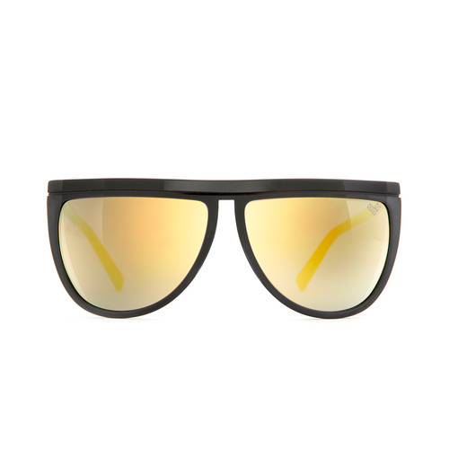 OMIKU ARMAZON ACETATO NEGRO LENTES DORADOS SATINADOS