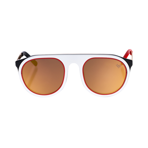 TROY ARMAZON BLANCO LENTES DORADOS