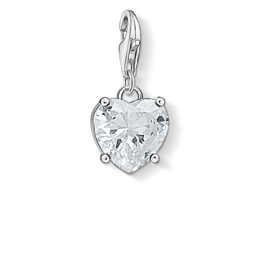 Charm Colgante Corazón con Piedra Blanca
