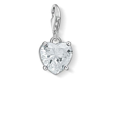 Charm Colgante Corazón con Piedra Blanca