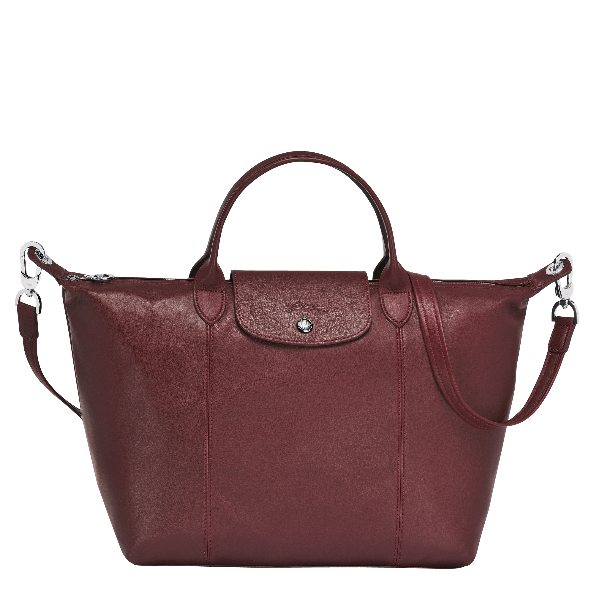 Le pliage Cuir Bolso de Mano M Granate - Luxury Avenue Boutique