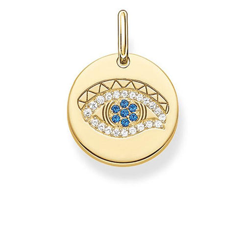 Dije de Disco Ojo de Horus de Baño de oro