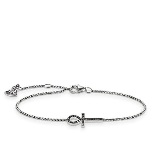 Pulsera de Cruz de la vida Ankh de Plata oscurecida