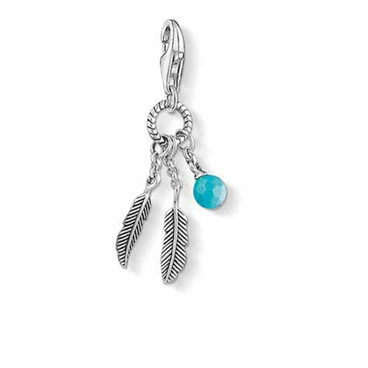 Charm de pluma ethno de Plata oscurecida