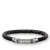 Brazalete de cuero negro de Baño de Rodio