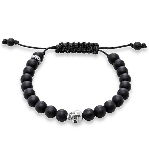 Pulsera de cordón de calavera de Plata