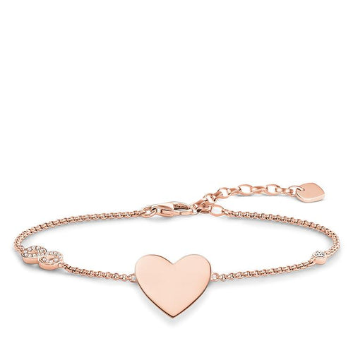 Pulsera de corazón con infinity de oro rosa