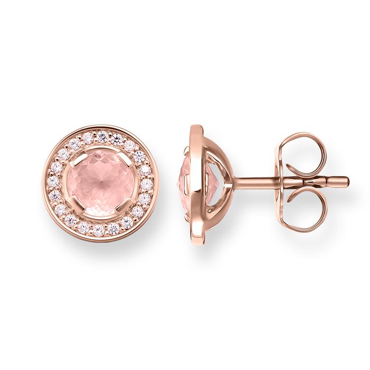 Arete de luz de luna rosa de oro rosa