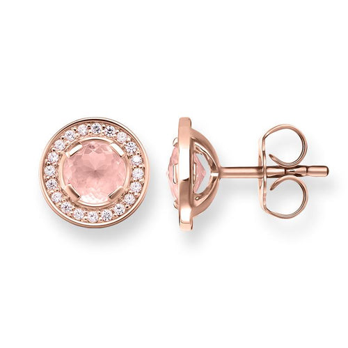Arete de luz de luna rosa de oro rosa