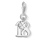 Charm de Número de la suerte 18 de Plata