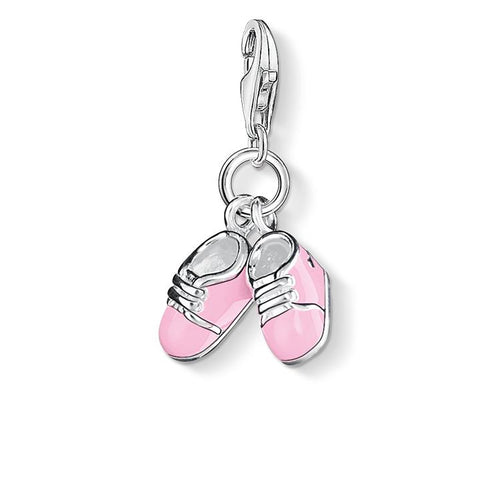 Charm de zapatos rosa de bebe de Plata