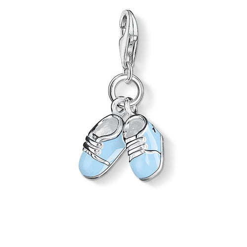 Charm de zapatos azul de bebe de Plata