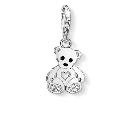 Charm de osito teddy con corazón de Plata