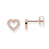Arete de corazón grande de Baño de oro rosa
