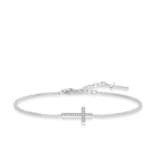 Pulsera de cruz de Plata con zirconia