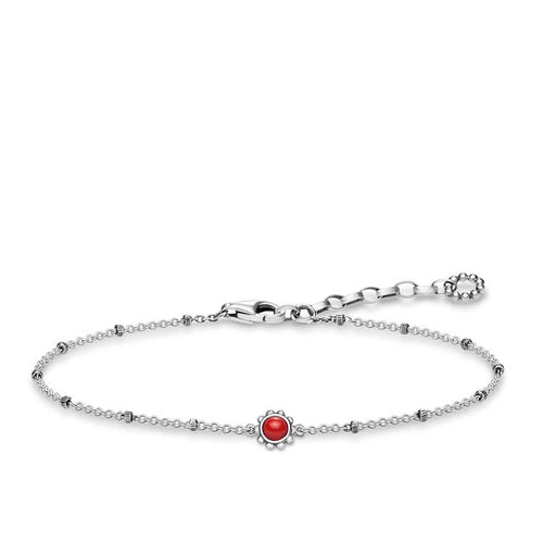 Pulsera Étnica Roja de Plata oscurecida