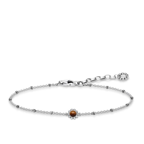 Pulsera marrón étnica de Plata oscurecida