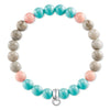 Pulsera de Rosa, Turquesa, Marrón de Plata