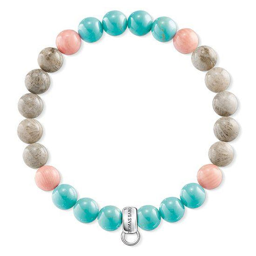 Pulsera de Rosa, Turquesa, Marrón de Plata